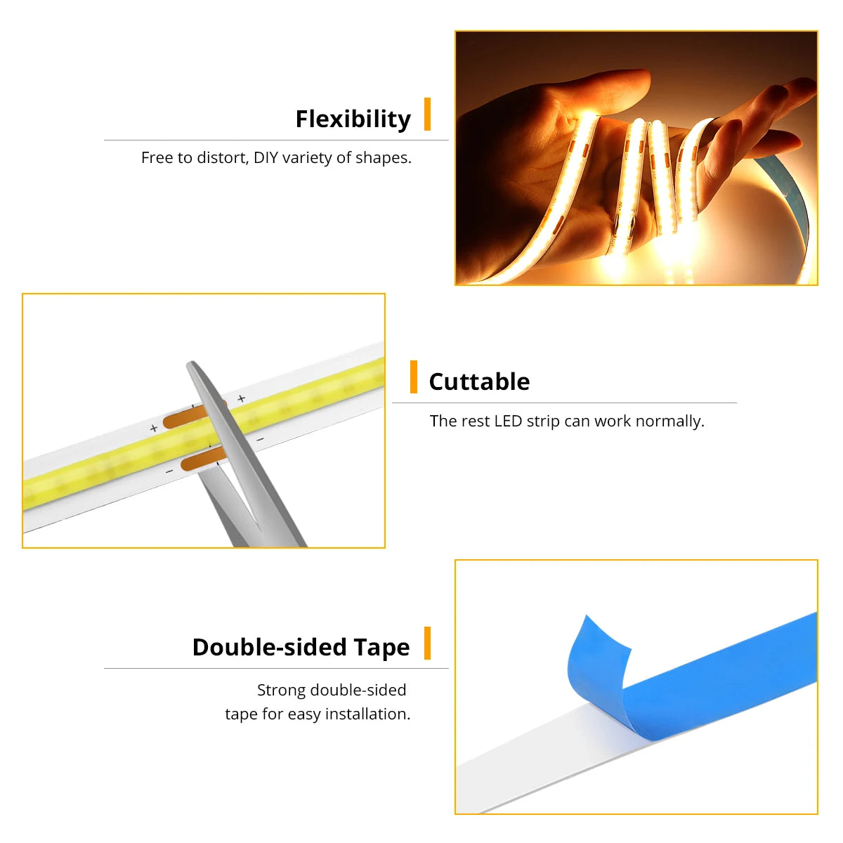 DC5V USB LED Under Cabinet Light COB Strip With Hand Scan / Dimmable Touch Sensor Switch / Push Switch For Kitchen Lighting