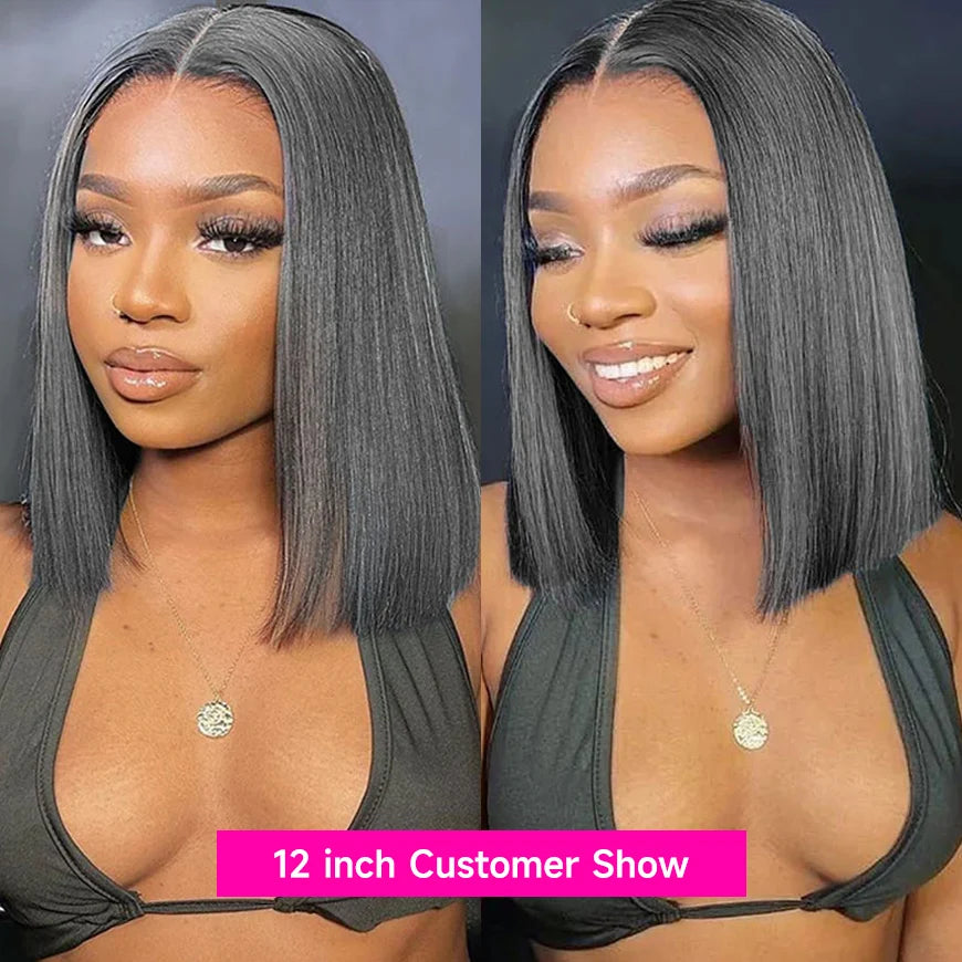 250% Density Bone Straight 13x4 Bob Lace Frontal Wig Human Hair Raw Vietnamese Double Drawn Lace Front Human Hair Wigs For Women