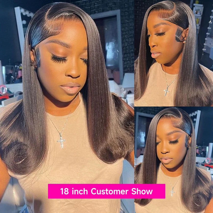 250% Density Bone Straight 13x4 Bob Lace Frontal Wig Human Hair Raw Vietnamese Double Drawn Lace Front Human Hair Wigs For Women