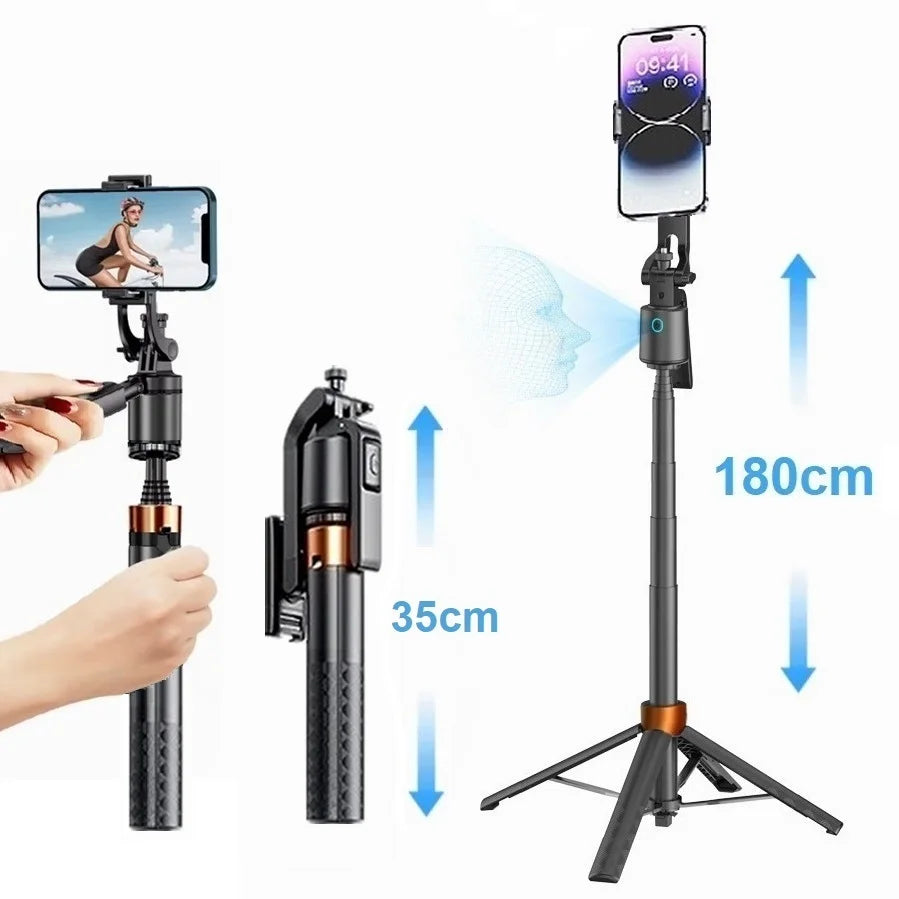 180cm/70.9in Tall 360°Rotation Gimbals Stabilizer Bluetooth Selfie Stick Face Track Phone Holder Tripod for Mobile Camera GoPro