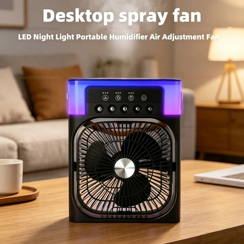 3 in 1 Portable Air Cooler Fan Humidifier Night Light USB Mist Maker Mini Air Conditioner for Bedroom Office Home Appliance