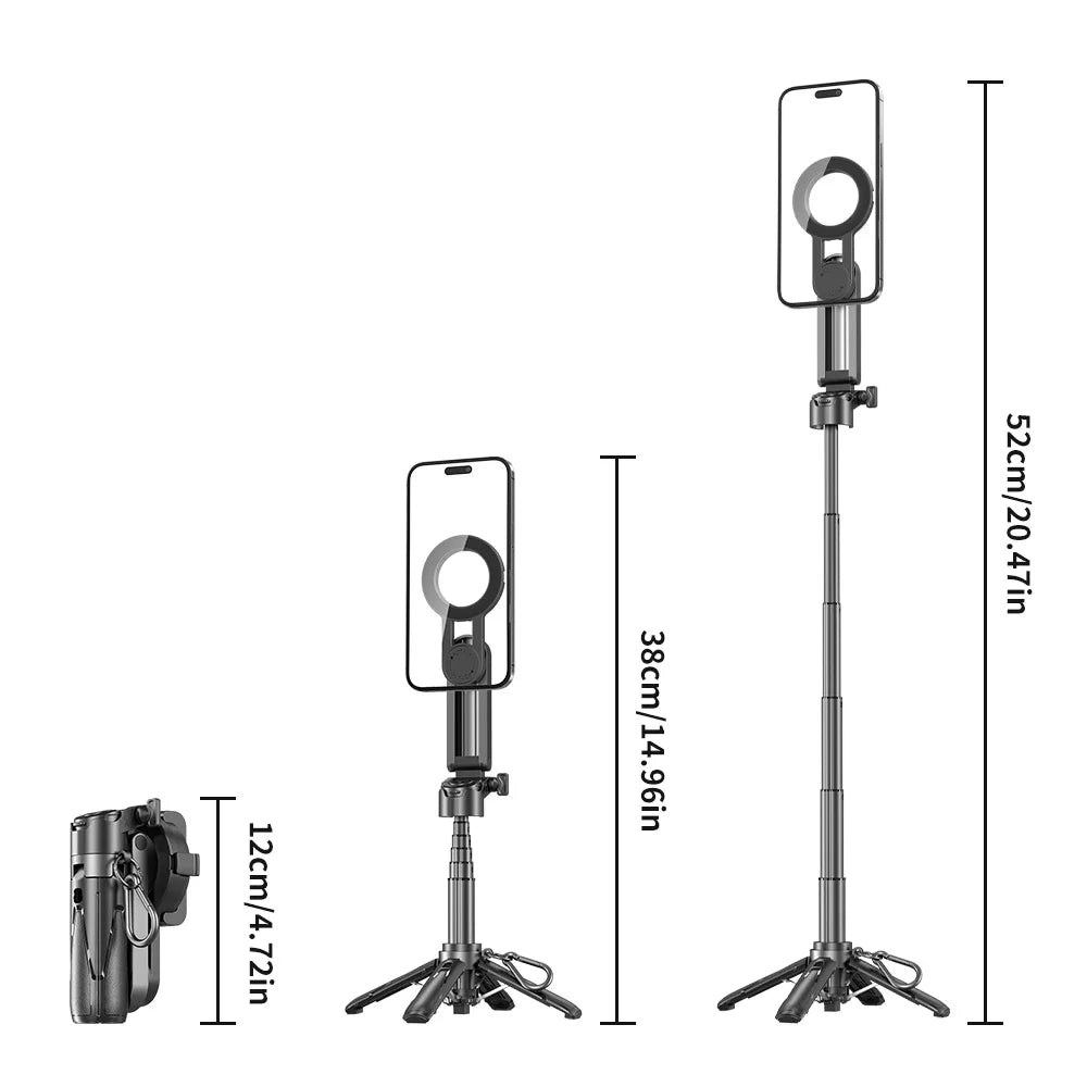 3-in-1 Selfie Stick Tripod with Wireless Remote, 54'' Extendable Phone Tripod Stand with Magnetic Mount, Foldable Phone Tripod f