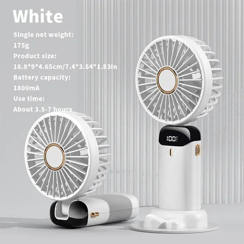 NEW Foldable Handheld Portable Fan Mini Foldable HandFan with USB Rechargeable Battery Desk Outdoor Neck Hanging 5 Speed Fan ﻿