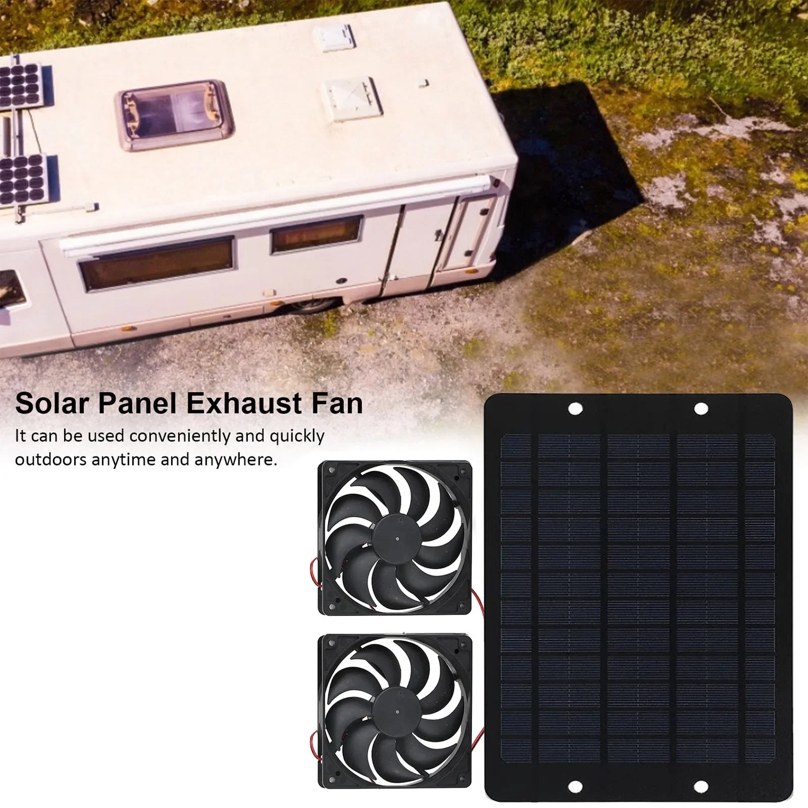 2026 New Solar Exhaust Fan Mini Ventilator Solar Panel Powered Fan Air Extractor for Dog Chicken House RV Greenhouse Fan