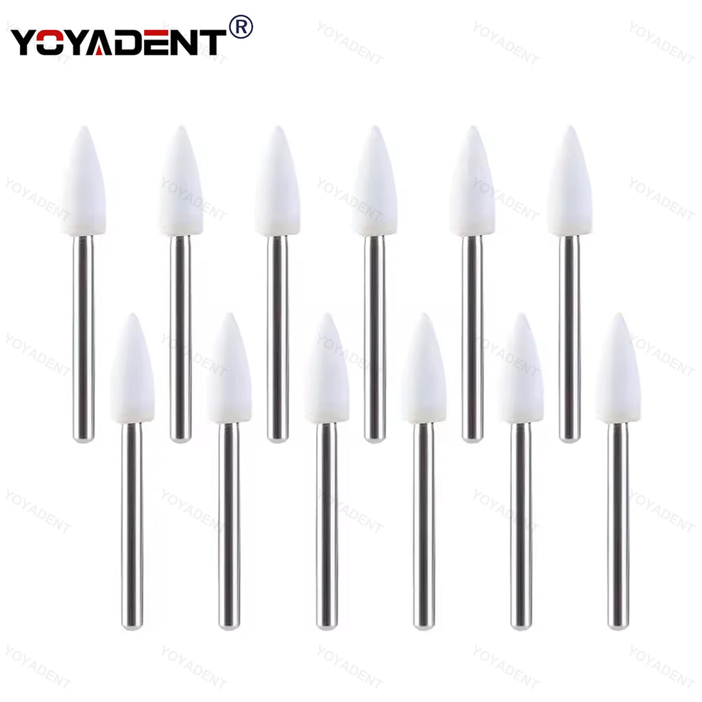 Dental Polishing Stone Kit White FG Burs Cone/Flame/Round Teeth Whitening Polishing Tools 12pcs/Box CN1 RD1 FL2 Dental Products