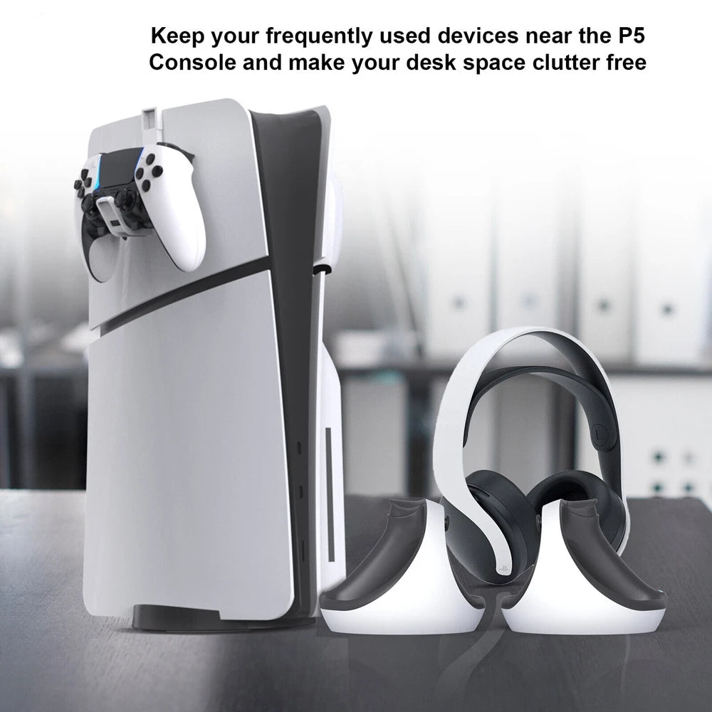 For PS5 Pro PS5 Slim Accessories Controller Headphone Stand Mount for Playstation 5 Console Gaming Headset Hanger Holder Hook