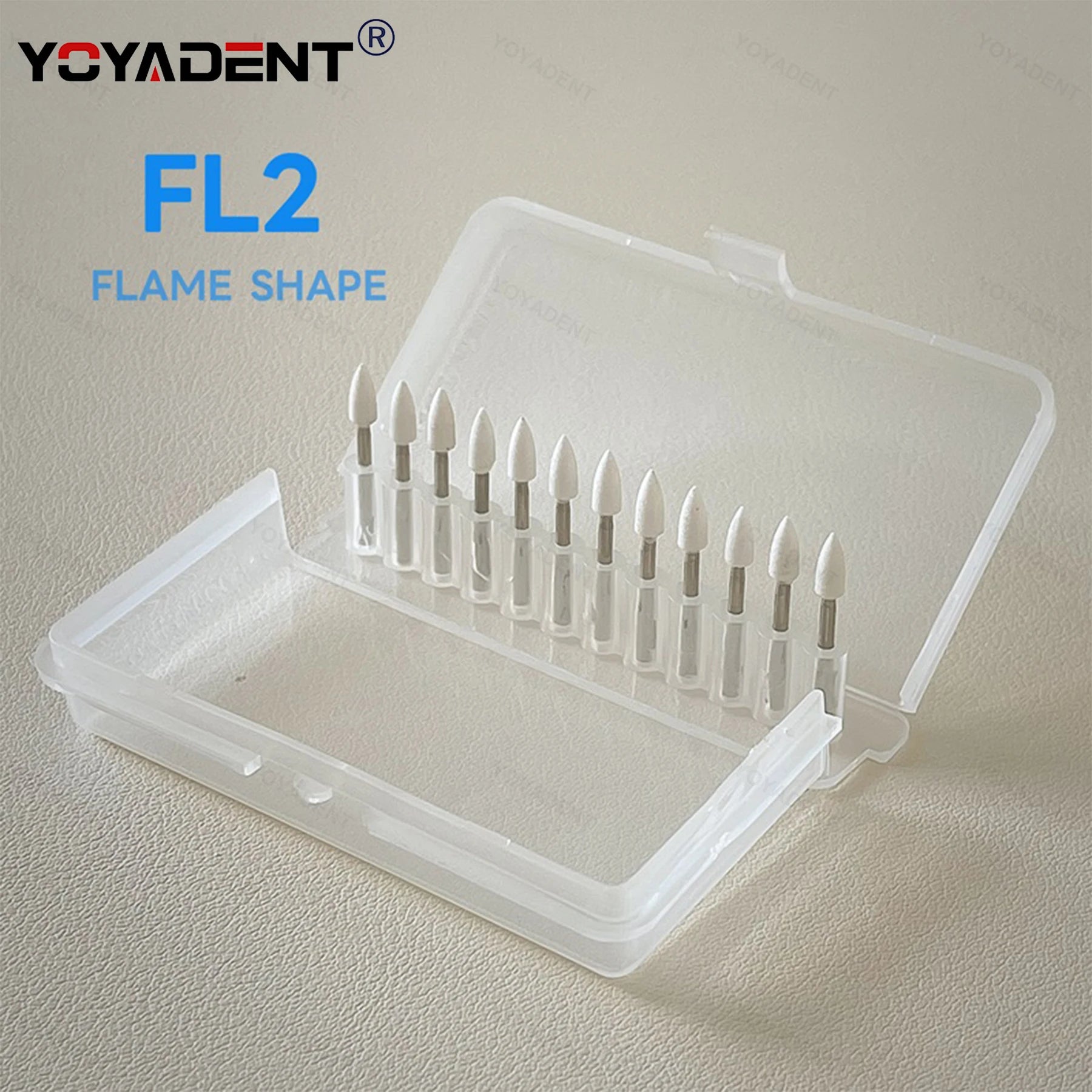 Dental Polishing Stone Kit White FG Burs Cone/Flame/Round Teeth Whitening Polishing Tools 12pcs/Box CN1 RD1 FL2 Dental Products