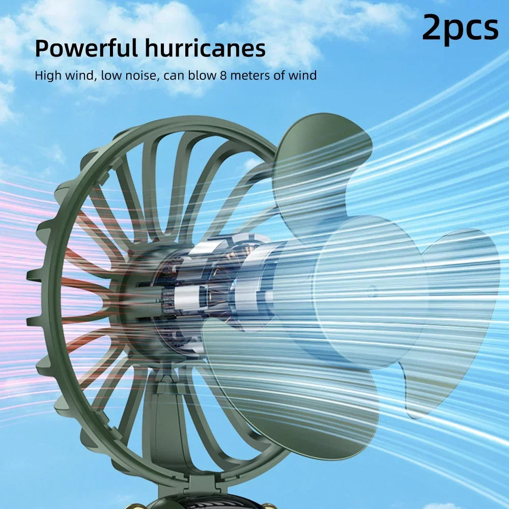 Handheld Mini Fan with 6 Speed Settings, USB Rechargeable, Foldable Design, Phone Stand & Neck Hanging, Portable for Desk/Outdoo