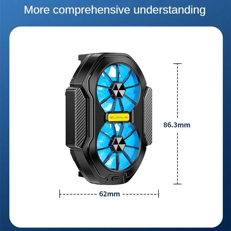 New Dual Fan 600mah Rechargeable Mobile Phone Radiator Large Air Volume Back Clamped Mobile Phone Cooling Fan for IPhone Samsung