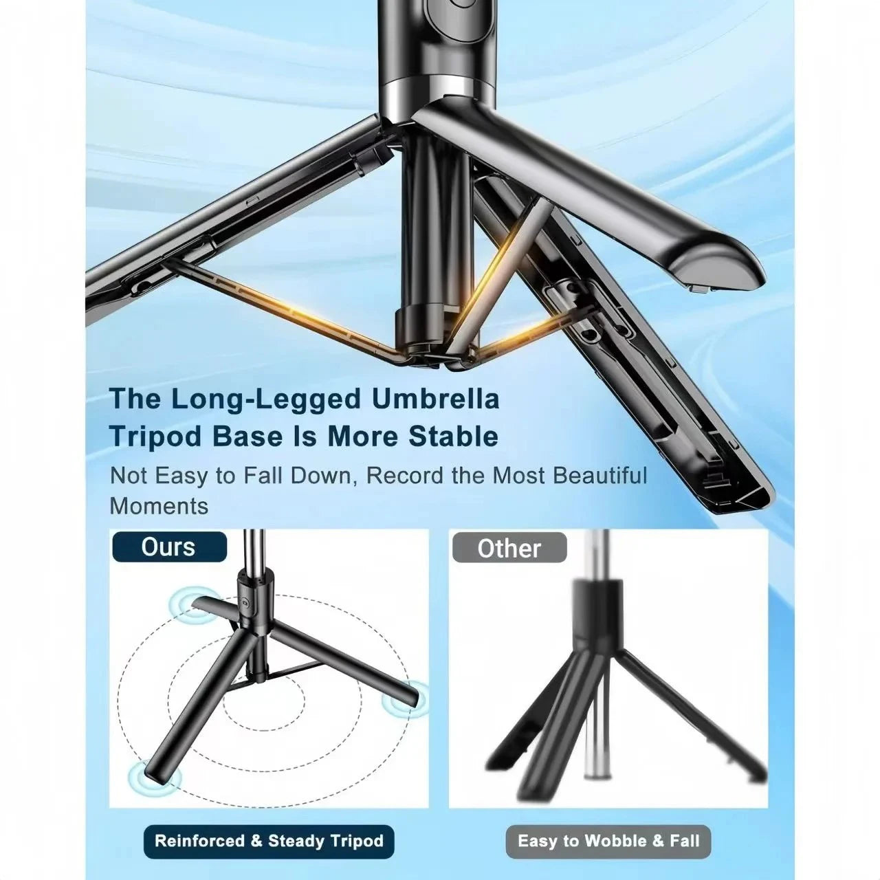 1700mm Selfie Stick Wireless Selfie Stick Phone Tripod Extendable Stand Foldable Monopod For Smartphones Balance Steady Shooting