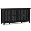 Artisan 66 inch Wide Solid Wood Wide 4 Door Storage Cabinet in Black
