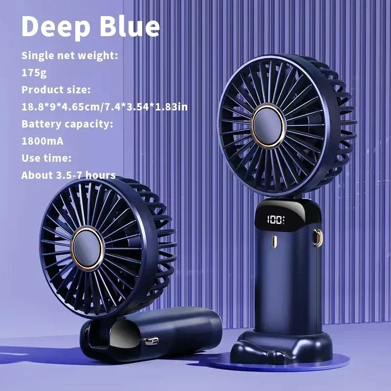 NEW Foldable Handheld Portable Fan Mini Foldable HandFan with USB Rechargeable Battery Desk Outdoor Neck Hanging 5 Speed Fan ﻿