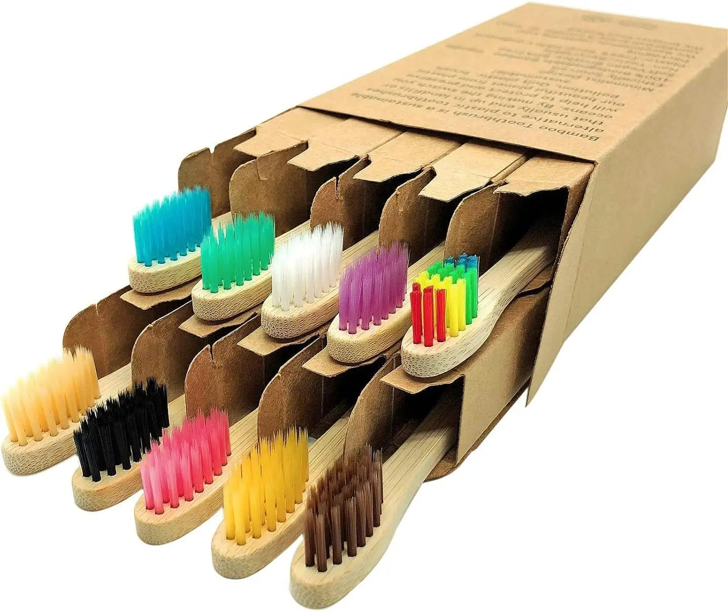 10PCS Natural Bamboo Toothbrush Set Soft Bristle Charcoal Teeth Whitening Bamboo Toothbrushes Soft Dental Oral Care  Adult/Kids