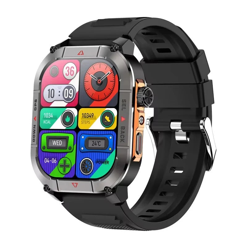 New HK84 Men Smart Watch AMOLED Outdoor GPS Sports Positioning Compass Fitness Tracker BT Calling Health Monitoring Smartwatch