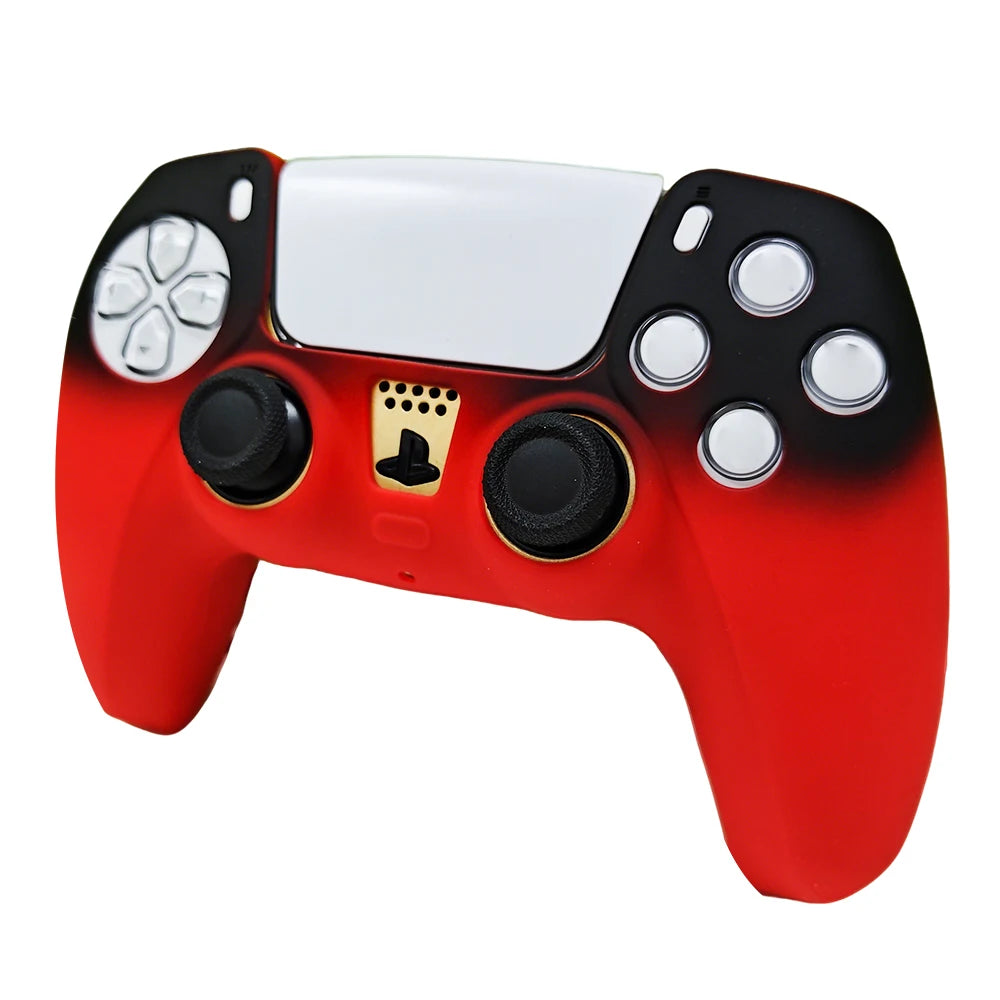 Controller Skin Shell for PS5 Controller Silicone Cover Case with Rubber Thumb Grip Gaps Touch Pad Sticker For PS5 Fit In Dock