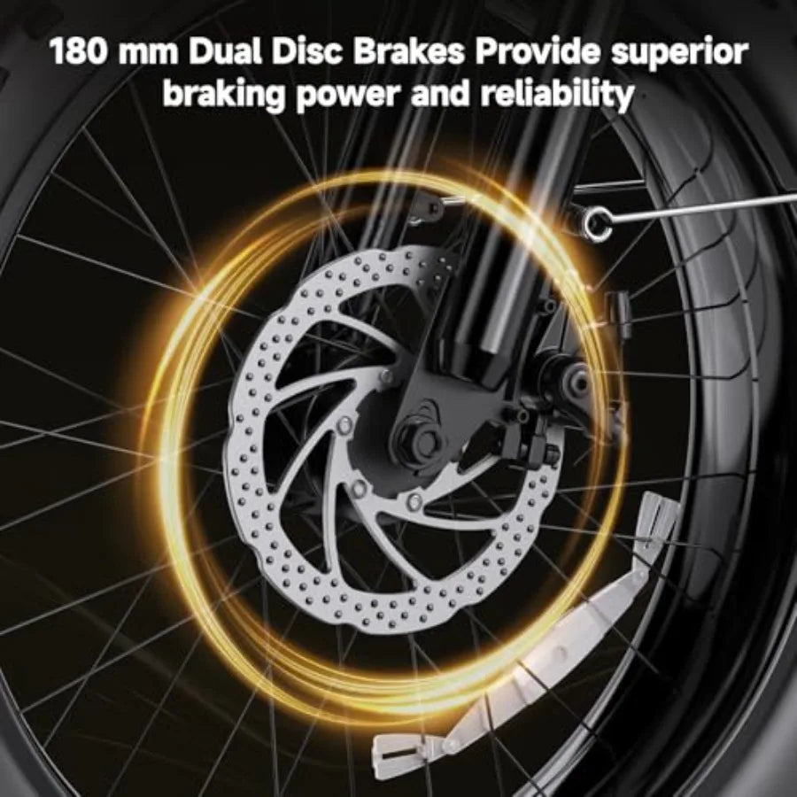 Electric Bike for Adults 20 Fat Tire 1300W Peak Motor 52V 13AH Removable Battery Max Range 35 Miles 28MPH Folding EBike with Sh