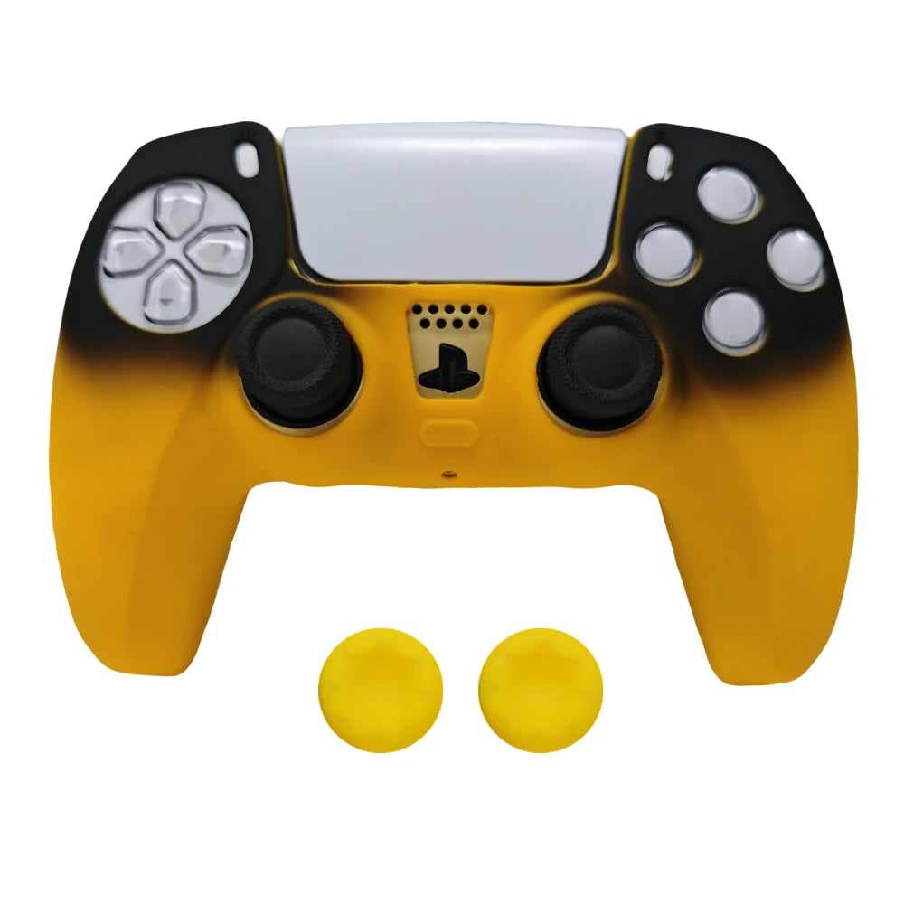 Controller Skin Shell for PS5 Controller Silicone Cover Case with Rubber Thumb Grip Gaps Touch Pad Sticker For PS5 Fit In Dock
