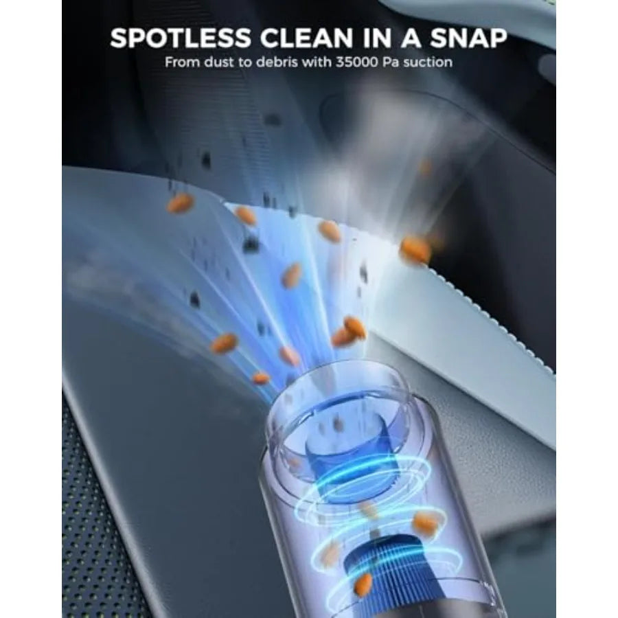 Car Vacuum Portable Cordless 35000PA High Power Suction and Blower Wireless Handheld Vacuum Cleaner for Car Home Office Pet Bla