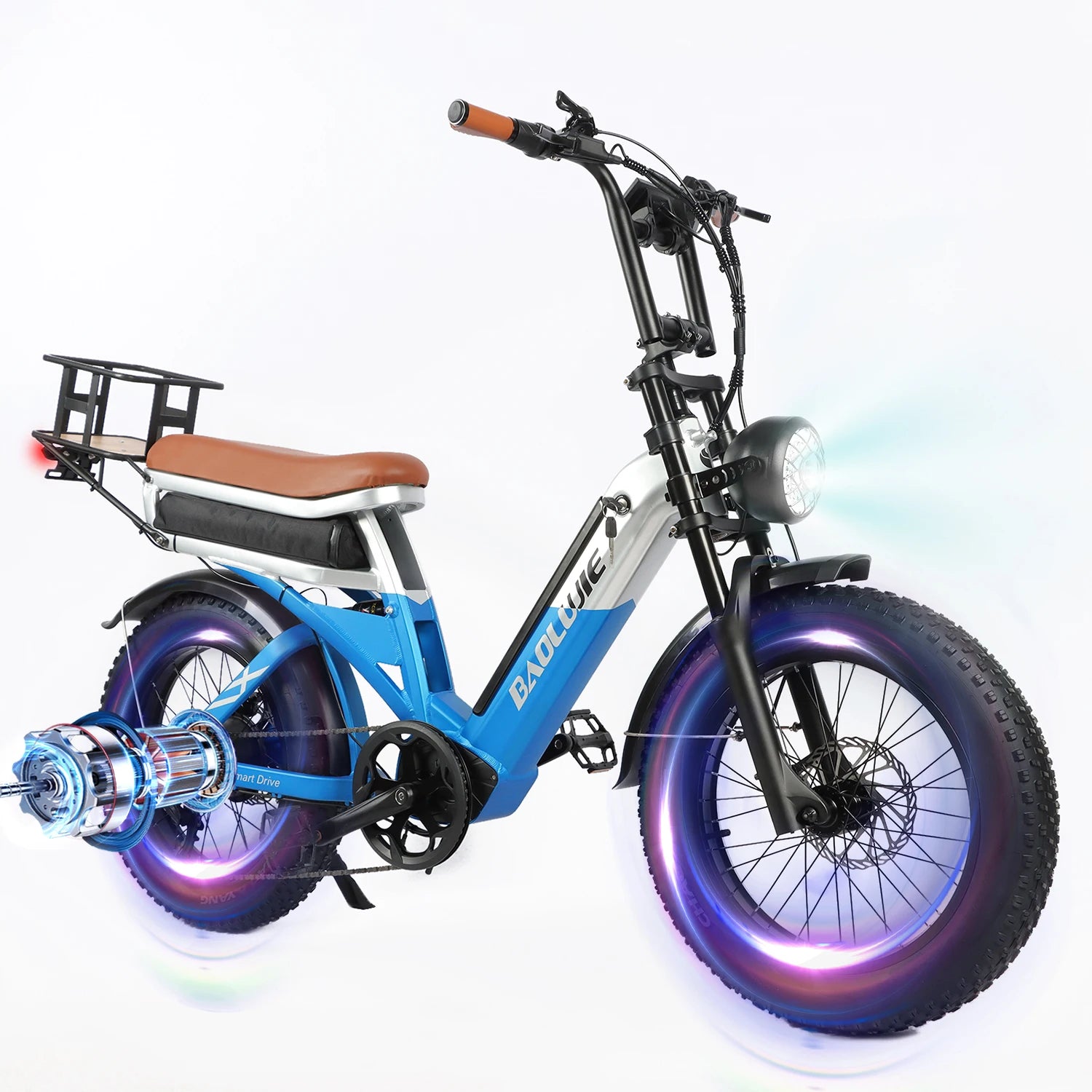 BAOLUJIE 1200W/5000W Ebike Mountain Ebike Fat Tire 48V/52V Battery Electric Bicycle Max 38MPH Electric Bike for Adults Off-road