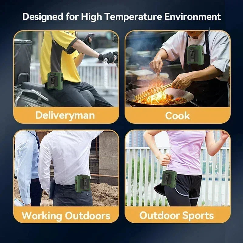 2026 Portable Waist-hanging Fan High-speed Portable Waist-clip Outdoor Construction Site Cool Down USB Mini Neck-hanging