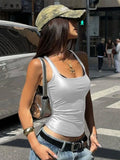 Women's Solid Square Collar Tank Top Sleeveless Y2K Korean Fashion Edgy Summer Ropa De Mujer Camison Verano