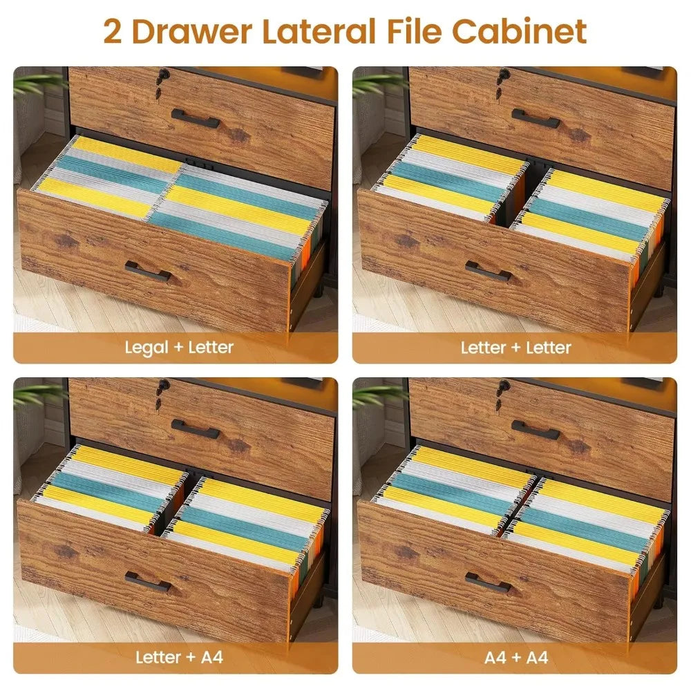 59" File Cabinet, 2 Drawers Filing Cabinets for Home Office fit Legal/Letter/A4 File, File Cabinet with Lock , Customized