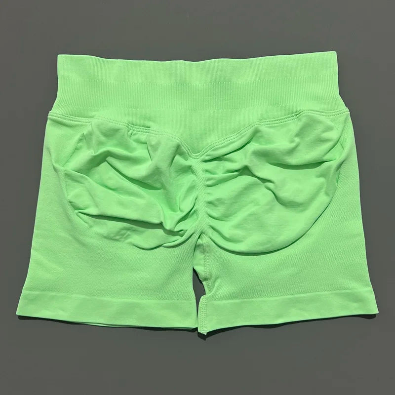 HISTELLO Sports Shorts 4.5" Women Yoga Shorts Seamless Low Waist Scrunch Bum Gym Leggings Workout Stretch Fitness Sports Shorts