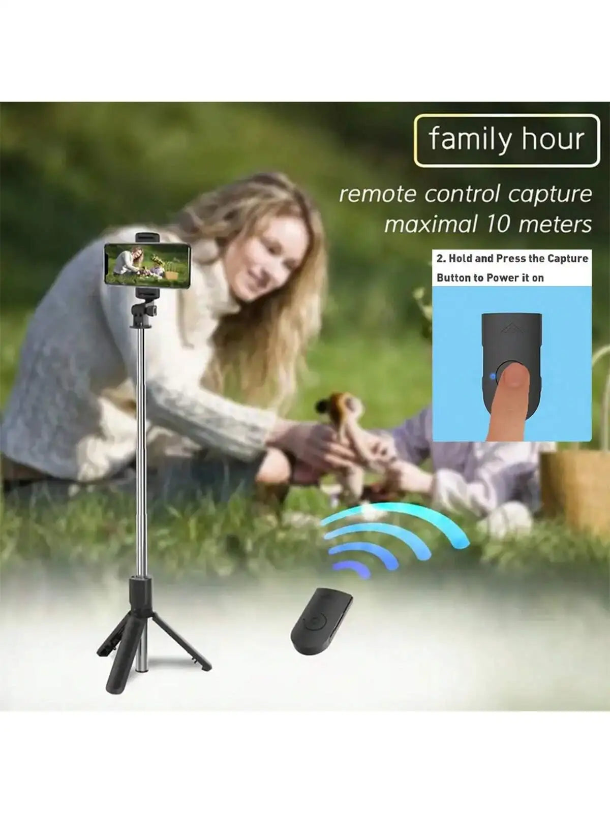 1PC Selfie Stick Wireless Selfie Stick With Tripod Stand Selfie Stick , Remote Control, Phone Holder And Built-In Tripod