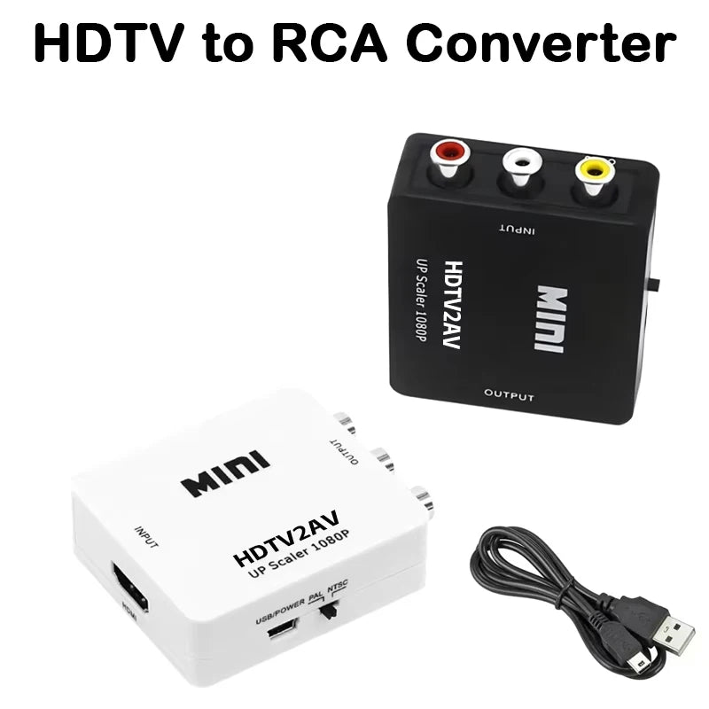 HDTV To AV RCA Adapter HDMI Converter MINI Box RCA AV CVSB LR Video Composite AV Scaler Converter For PC HDTV Projector