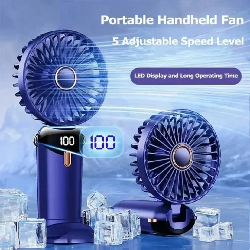 NEW Foldable Handheld Portable Fan Mini Foldable HandFan with USB Rechargeable Battery Desk Outdoor Neck Hanging 5 Speed Fan ﻿