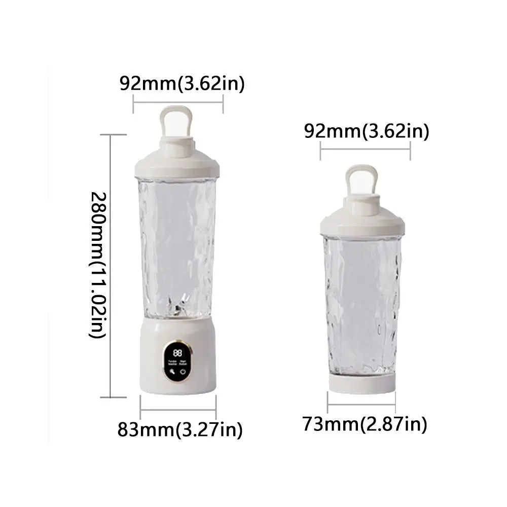 USB Rechargeable Portable Electric Juicer 600ML Capacity Cordless Juice Cup Blender Plastic Digital Display Fruit Blender