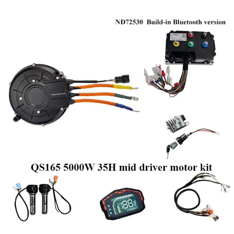 2026 New QS Motor Electric Bike 165 5000W 72V35H Encoder or Hall Sensor Version Mid Drive Motor Kits Fit ND72530/680 FARDRIVER C