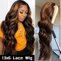 Highlight Body Wave 13x6 HD Omber Lace Front Human Hair Pre Plucked Wig 1B/30 Black Brown Colored Hair 13x4 HD Lace Frontal Wigs