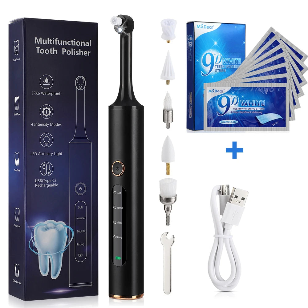New Electric Tooth Polisher Teeth Whitening Strips Set Dental Stone Cleaner Plaque Tartar Remover Dental Scaler Tooth Whitener