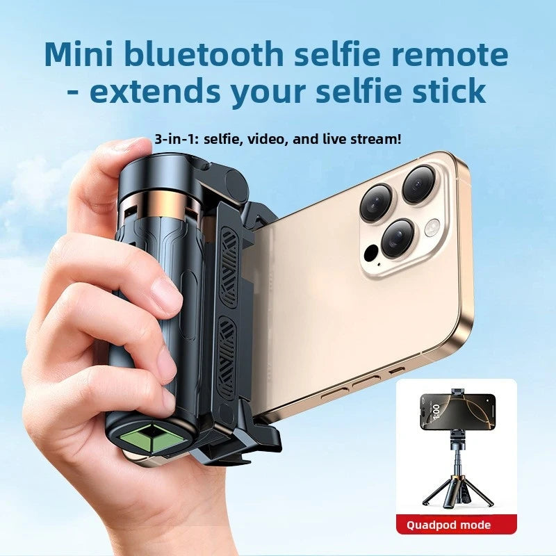 JC25 Mini Extendable Selfie Stick Tripod 4 Feet Foldable Travel Phone Camera Holder with Bluetooth Remote for Vlog Photography