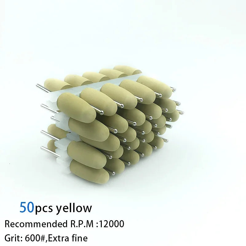 50pcs/bag Dental Polisher Accessories Kit 2.35mm Silicone Rubber Polishers Burs Teeth Whitening Dental Supplies 12Types Optional