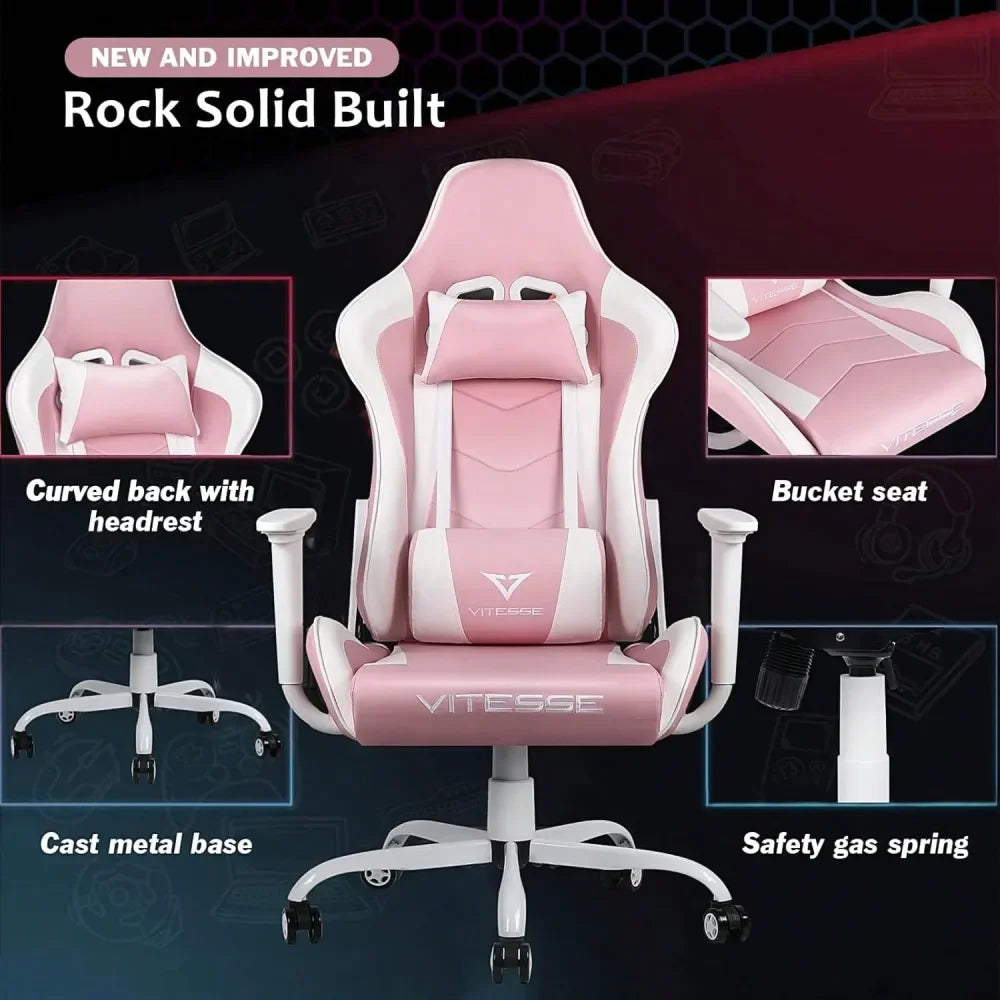 Gaming Chair For Adults, 330 Lbs PC Computer Chair, Racing Office Chair, Silla Gamer Height Adjustable Swivel Chair With Lumbar