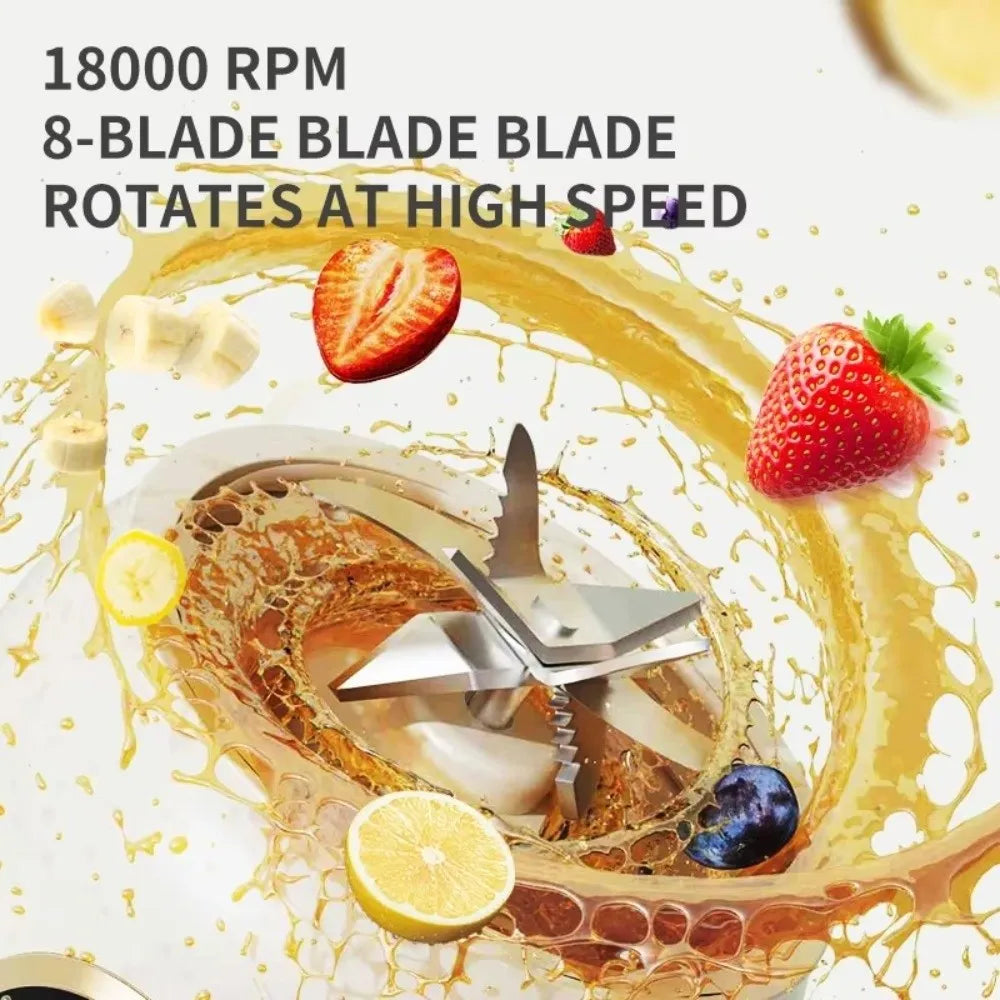 USB Rechargeable Portable Electric Juicer 600ML Capacity Cordless Juice Cup Blender Plastic Digital Display Fruit Blender
