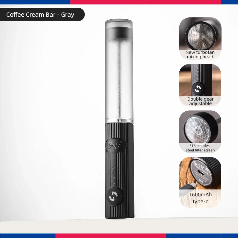 Bincoo UPGRADED Electric Coffee Frother/MILK Whisk+Egg Beater MINI Food Blender USB Rechargeable Handheld 2 Speeds Espresso Tool