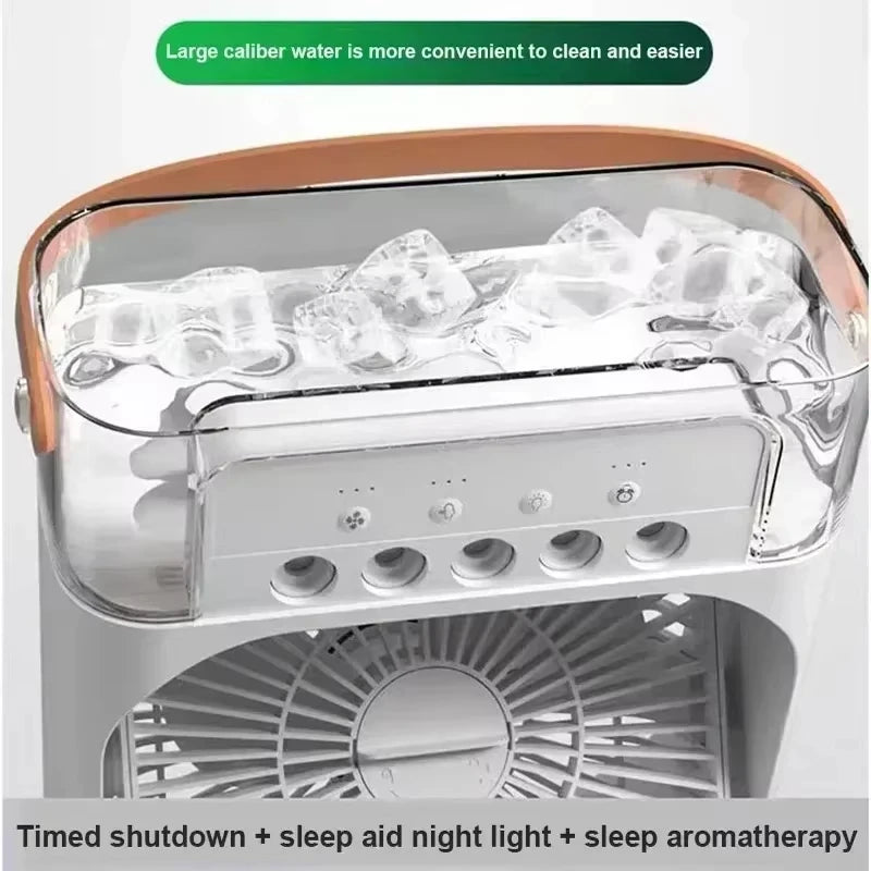 Home Portable Fan Air Conditioner: 3-in-1 Design with Humidifier USB Electric LED Night Light Household Small Air Cooler 2026