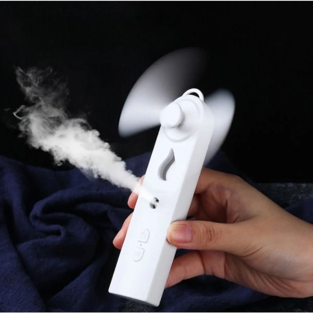 Portable 2in1 Mini Fan Humidifier USB Rechargeable Handheld Fan Water Spray Mist Face Steamer Air Purifier Home Essential