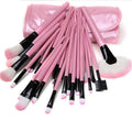 Soft Bristle Makeup Brush Set with Storage Pouch- Pink, 24 Pieces